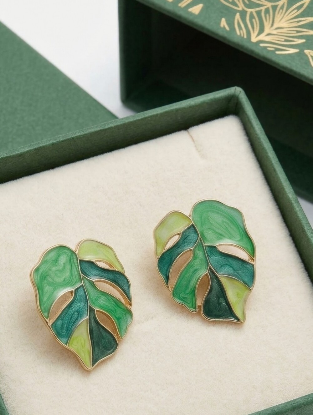 Elegant Green Leaf Earrings